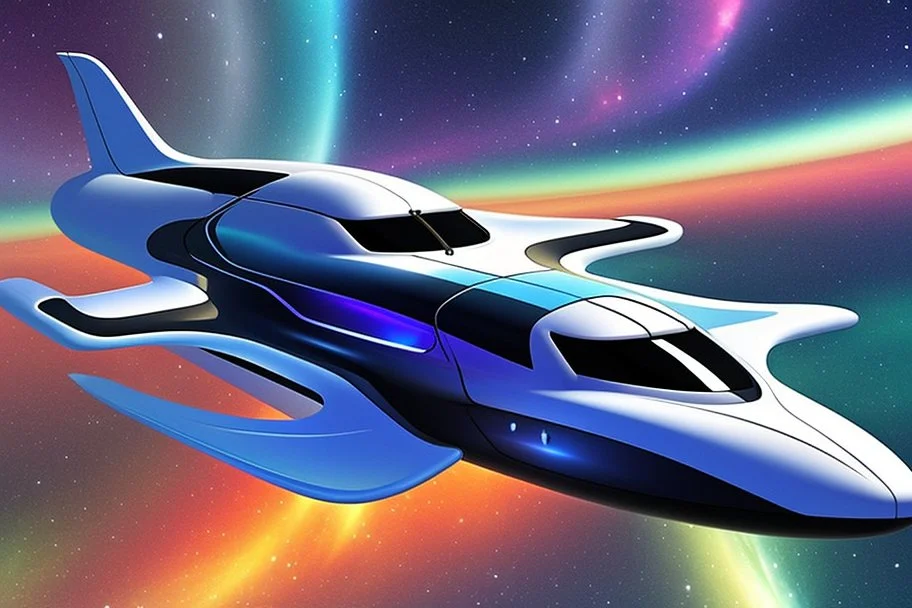 cool design of a small spaceship cruising through the gAlaxy