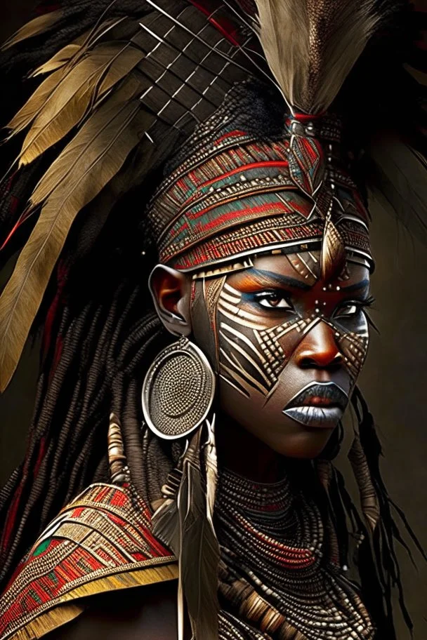 African Tribal Warrior woman