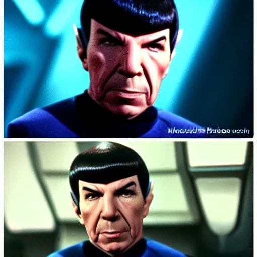 Middle Aged Spock, in the style of Star Trek II, on the bridge of the enterprise-D, realistic, 8k, cinematic, dramatic light, full body, cinematic, photo realistic, portrait Photography, Depth of Field, hyper-detailed, beautifully color-coded, insane details, intricate details, beautifully color graded, Cinematic, Color Grading, Editorial Photography, Photography, Photoshoot, Shot on 85mm lens, Shutter Speed 1/500, F/2,