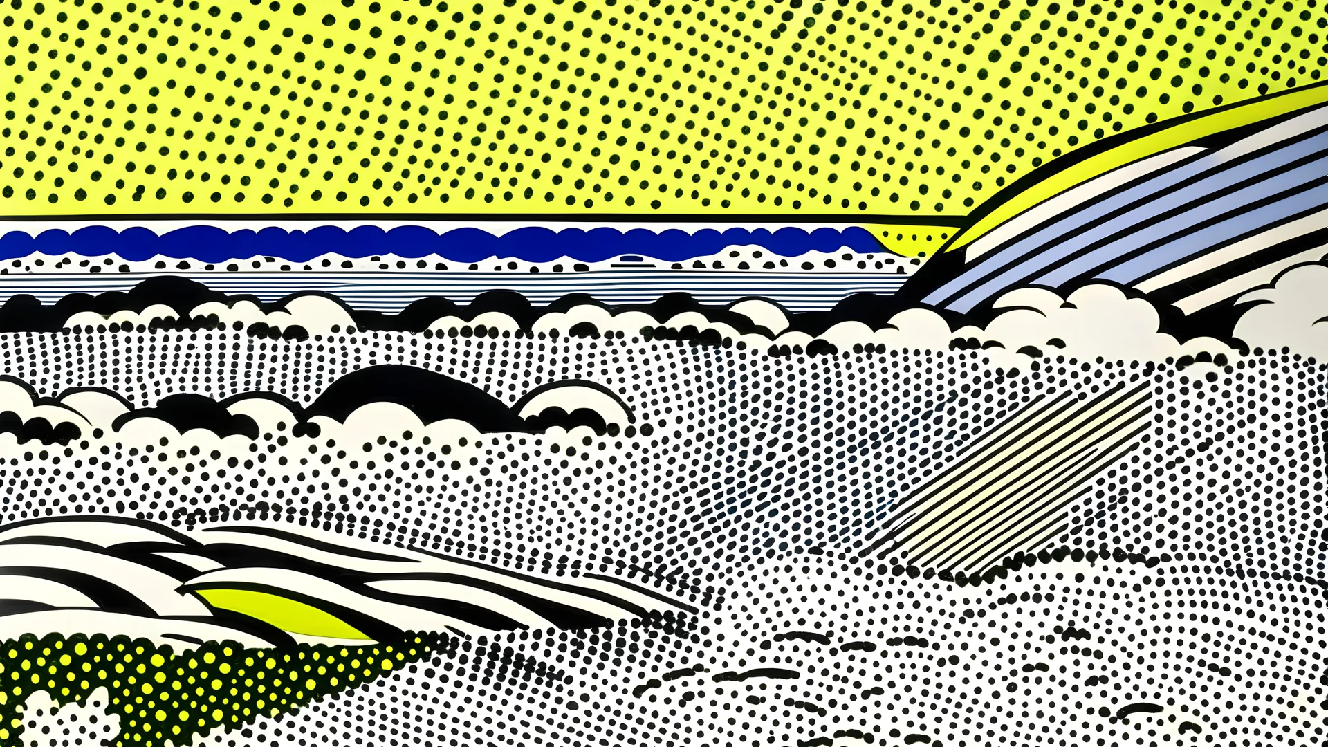 A noisy beach painted by Roy Lichtenstein