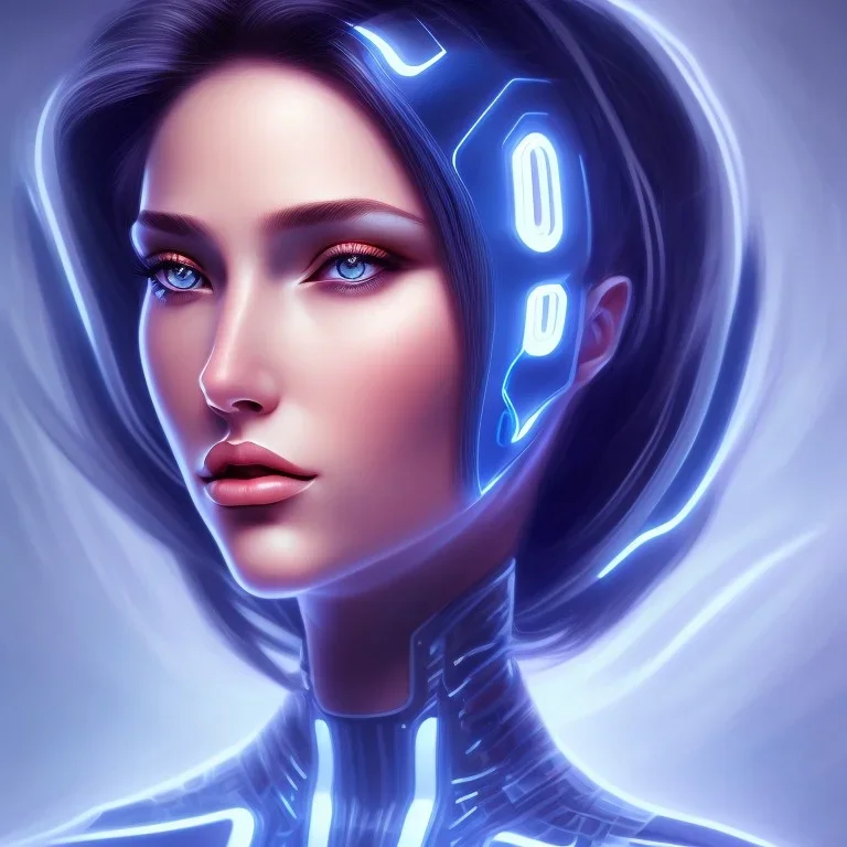 cyberblue, head, women, portrai, tron