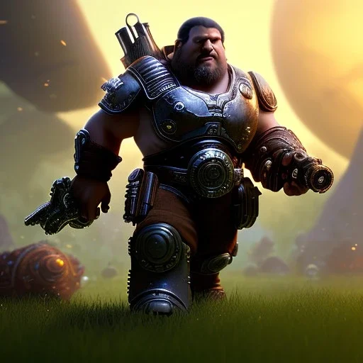 Clash of clans art style of a cute fat gears of war, full body, by mobeius, au naturel, hyper detailed, digital art, trending in artstation, cinematic lighting, studio quality, smooth render, unreal engine 5 rendered, octane rendered, art style by klimt and nixeu and ian sprigger and wlop and krenz cushart