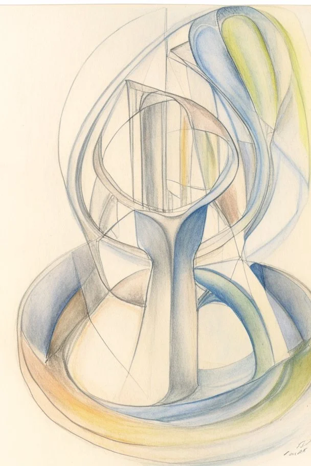 Pencil drawing and watercolour by Barbara Hepworth