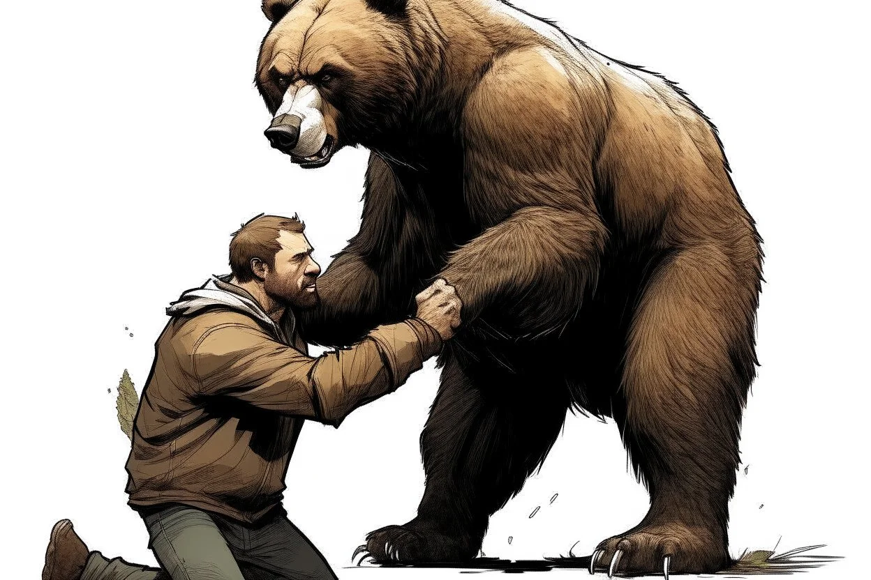 MAN FIGHTNG BEAR