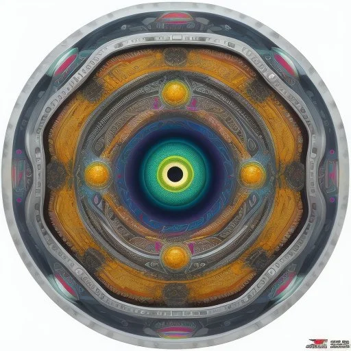 circular sticker on white background, with big psychedelic multicolor eyes, Optical Illusion, gradients multicolor, circular intricated Pattern render, HD, 3D , Unreal engine, solids, highly detailed, vibrant colors, spheres, Unreal Engine, octane render, centered