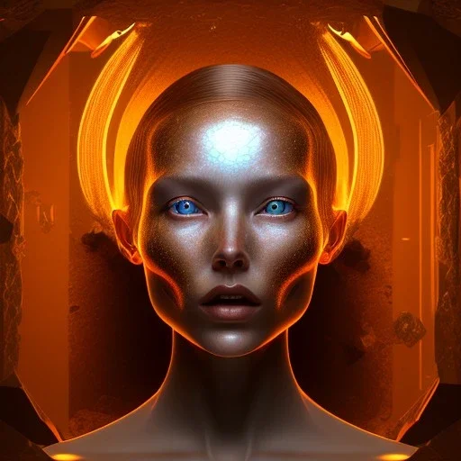 mother of humanity in a woodden cage, feuer, realistisch, light, ray-tracing