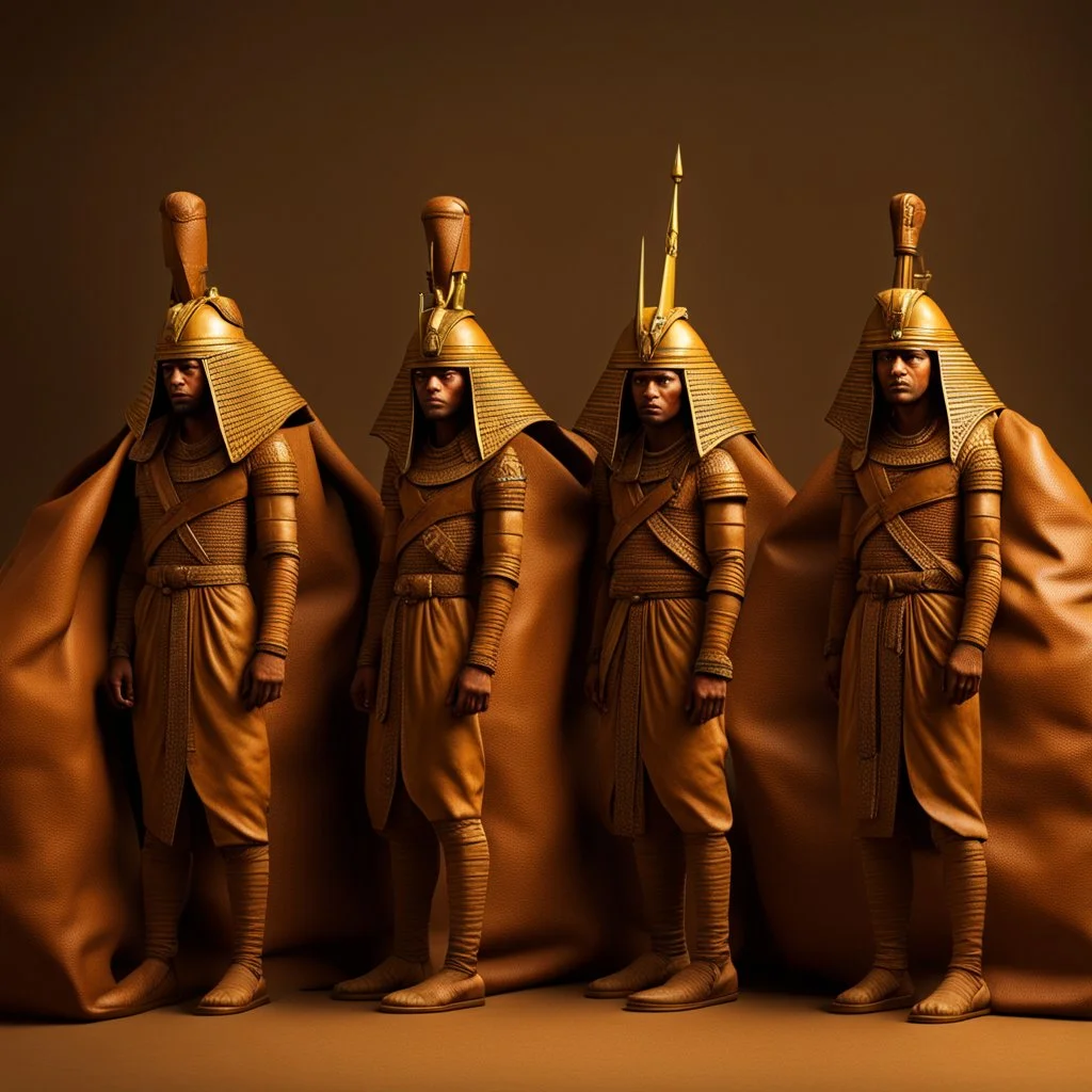 A group of Pharaoh's soldiers inside leather bags