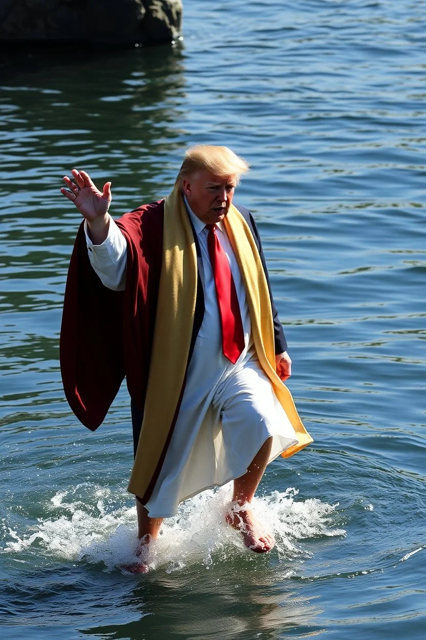 donald trump walking on water like jesus