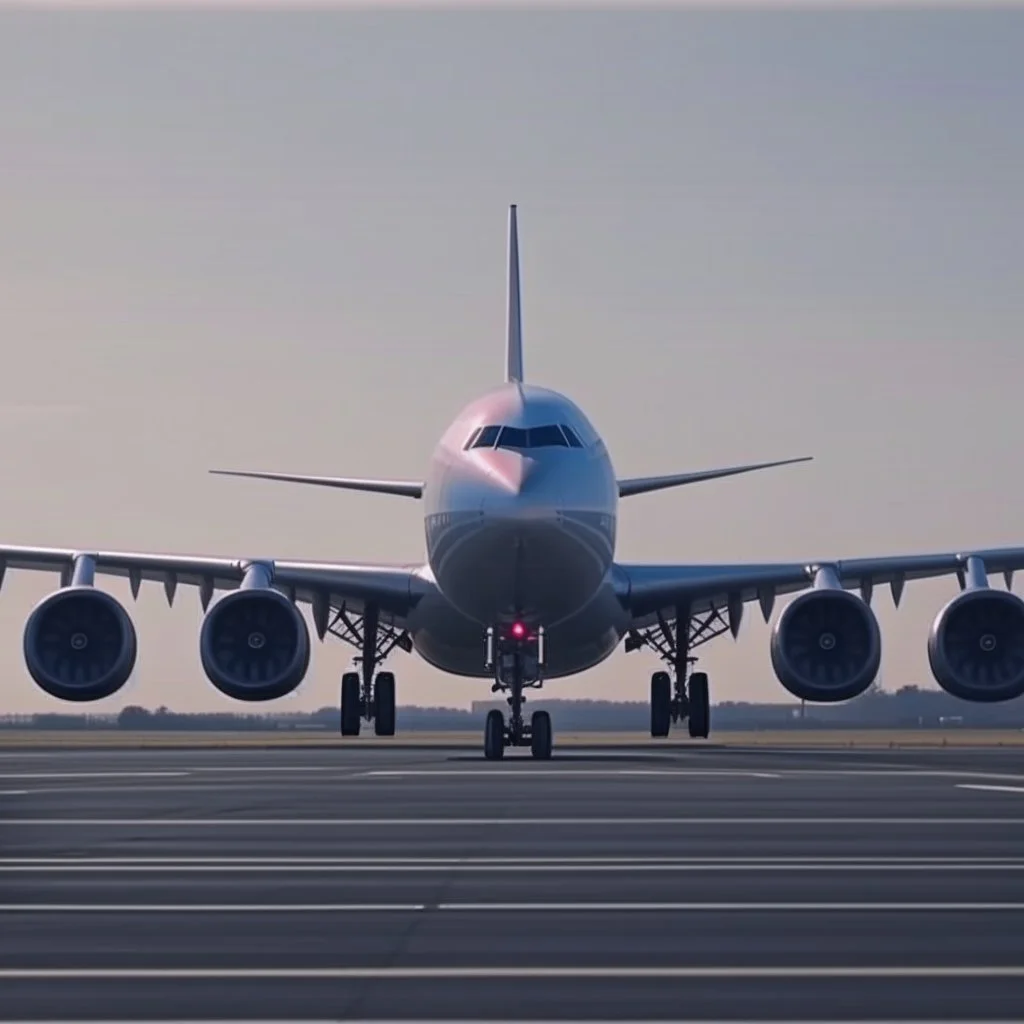 Image of a plane about to take off from the ground, 4K