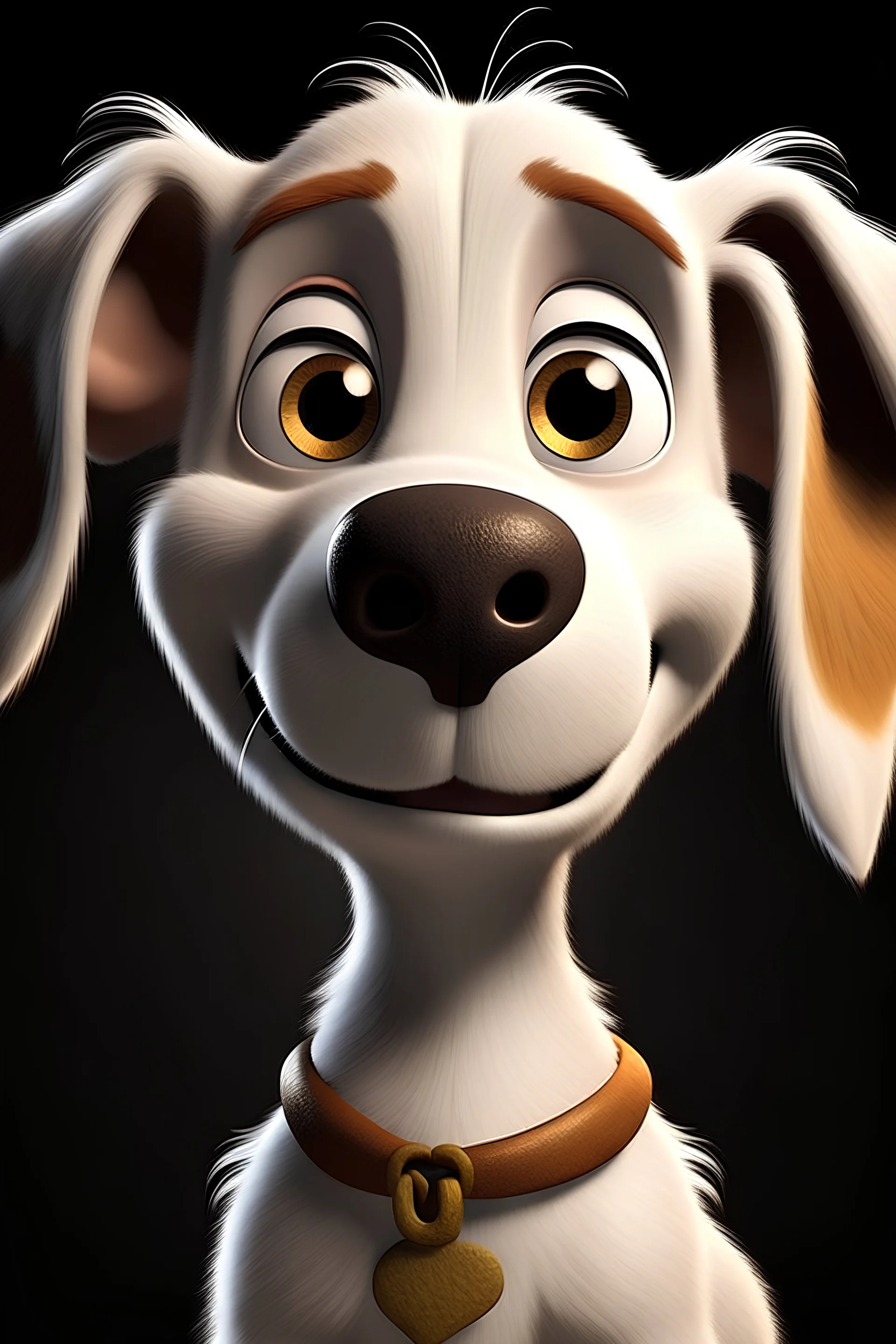 Cachorra , branca com pelos lisos caramelizado , Disney Pixar