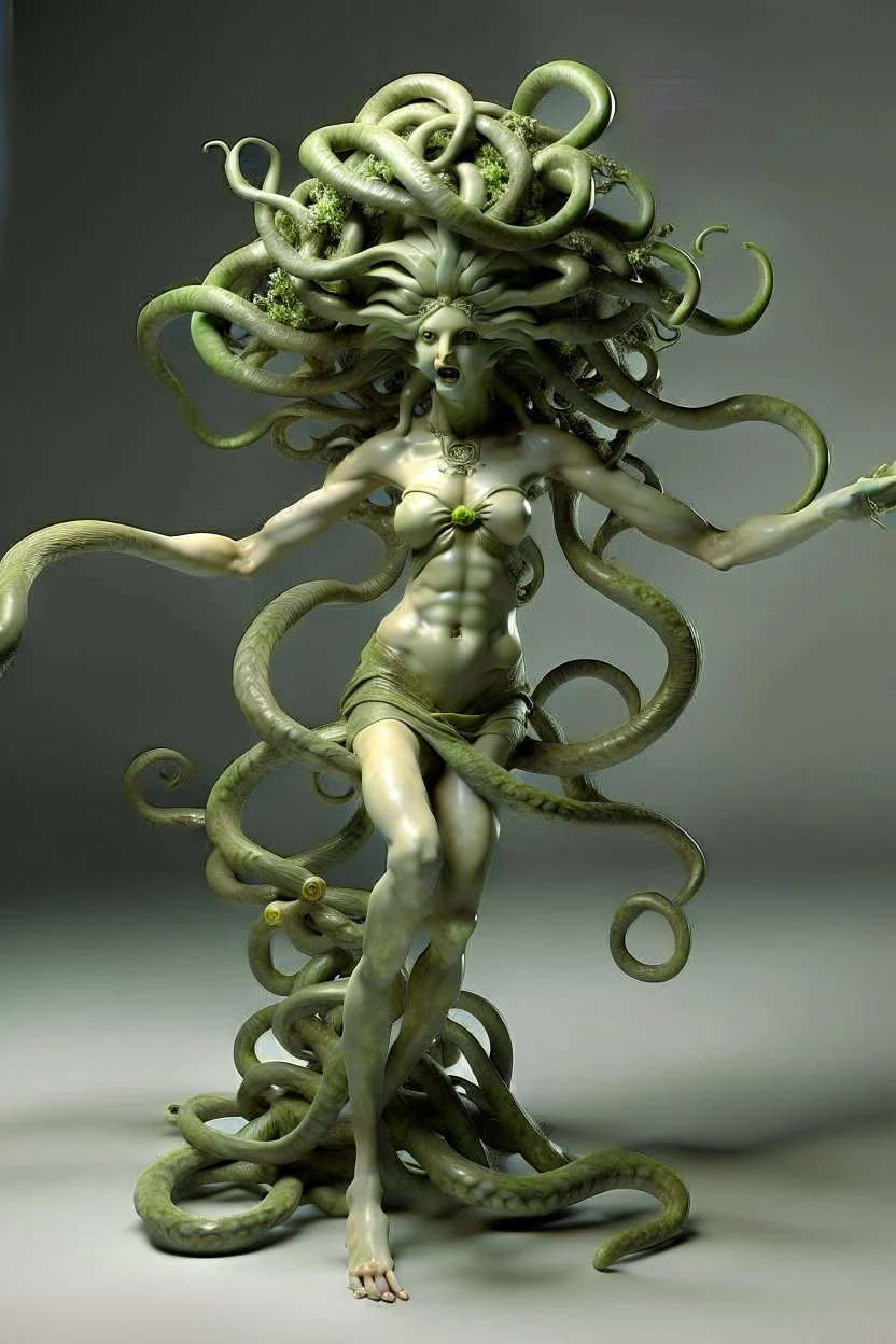 Gorgon medusa in full height, dancing