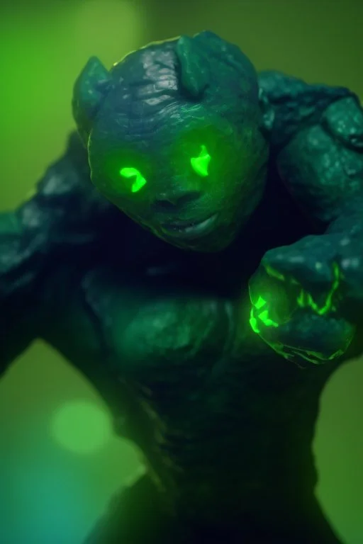 mutated green stone golem with a red tumor