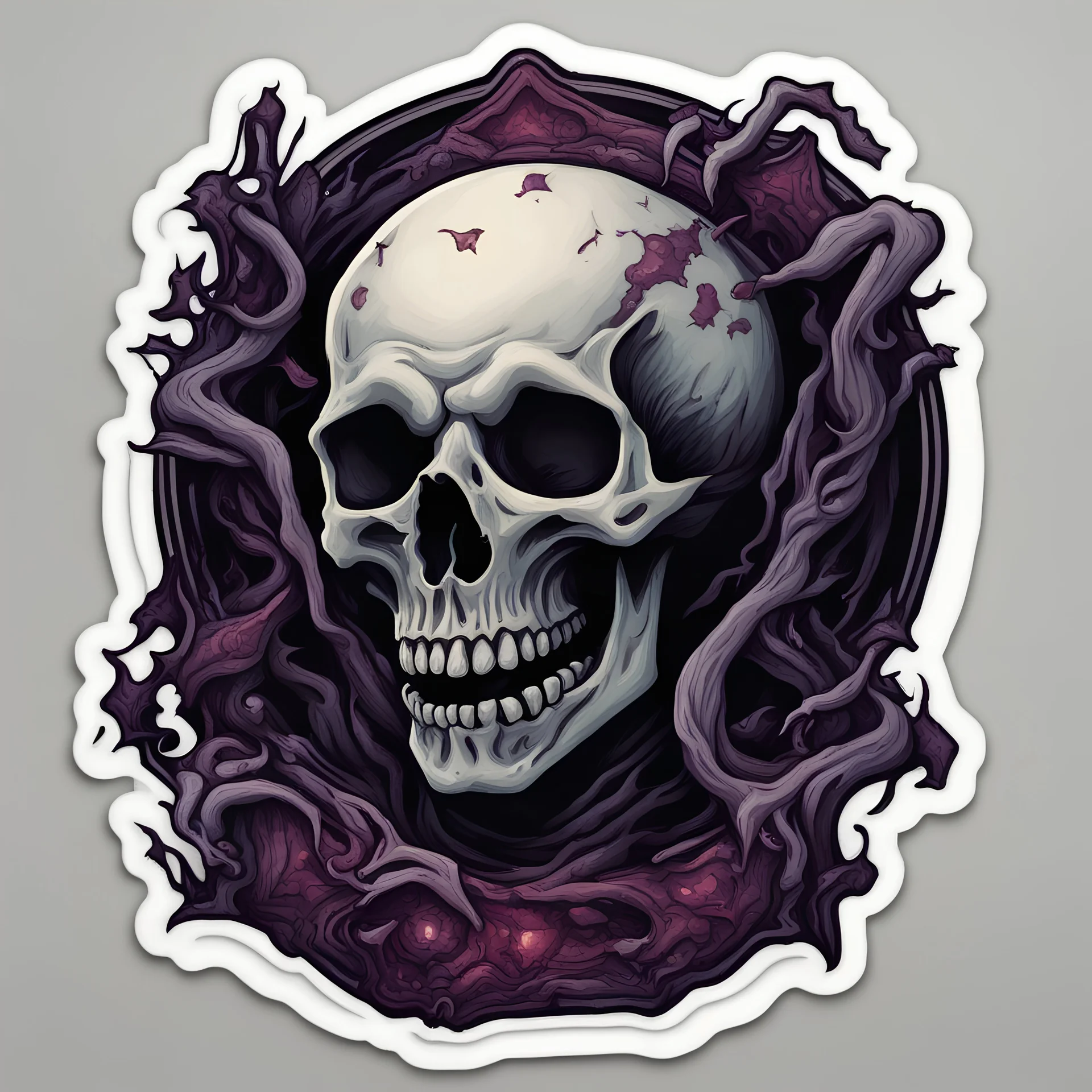Ravening Corruption in sticker macabre art style