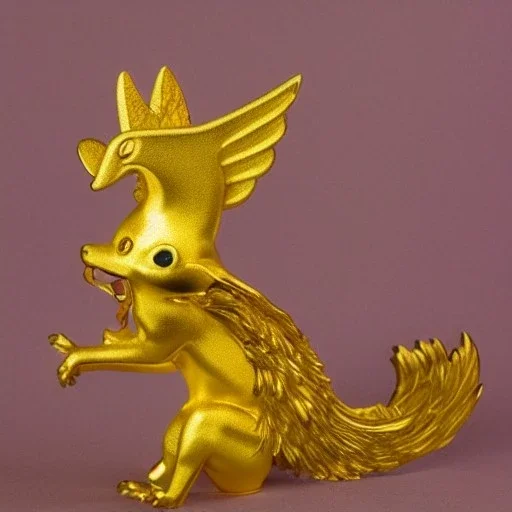 A gold Kitsune with wings