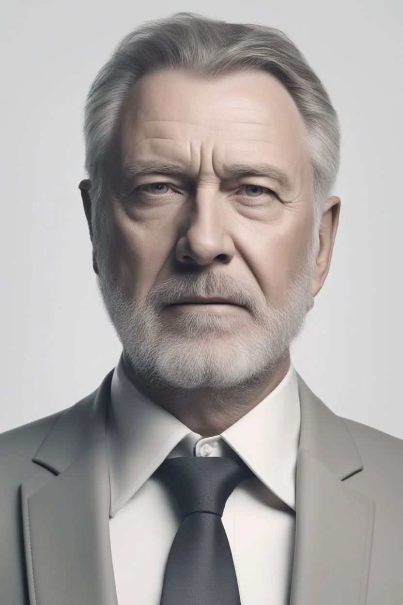 A portrait of a man in his 50s. From the future. looks unpleasent