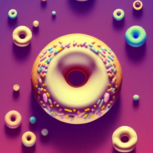 100mm photo of isometric floating donut in the sky, surreal donut with sprinkles, intricate, high detail, behance, microworlds smooth, macro sharp focus, centered