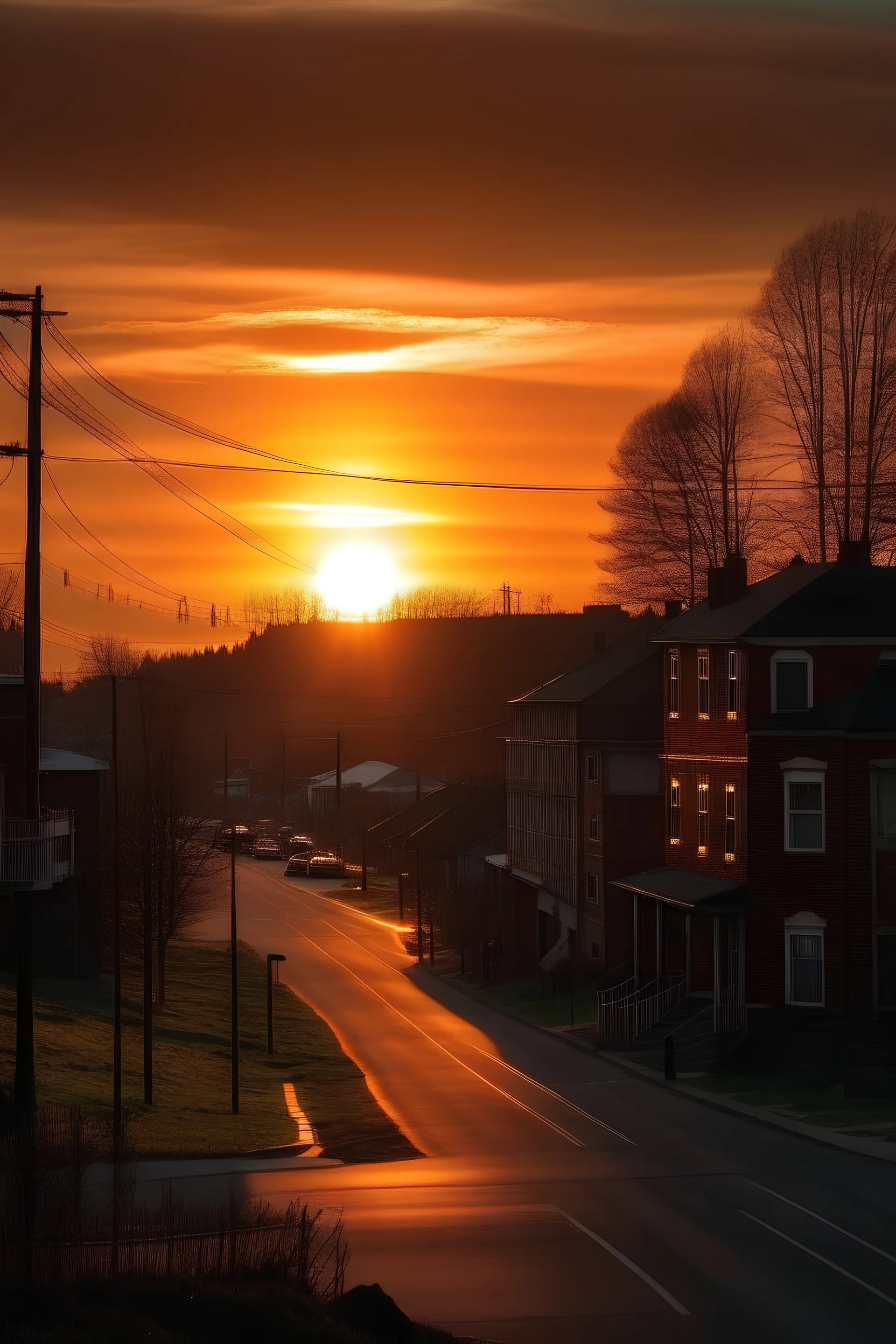 PEMANDANGAN SENJA PEMUKIMAN KOTA KECIL