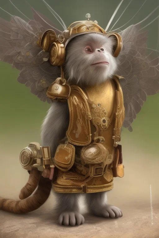 cute steampunk mechanical monkey with wings