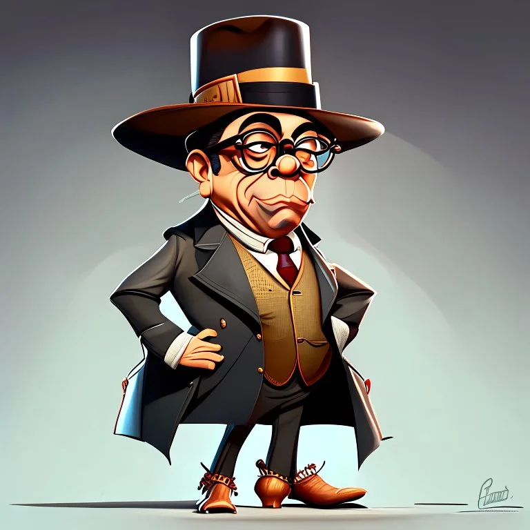 Caricatura de Gustavo Petro cuerpo completo Sombrero grande tipo baquero traje arte Bauhous obra de arte detallado 4k