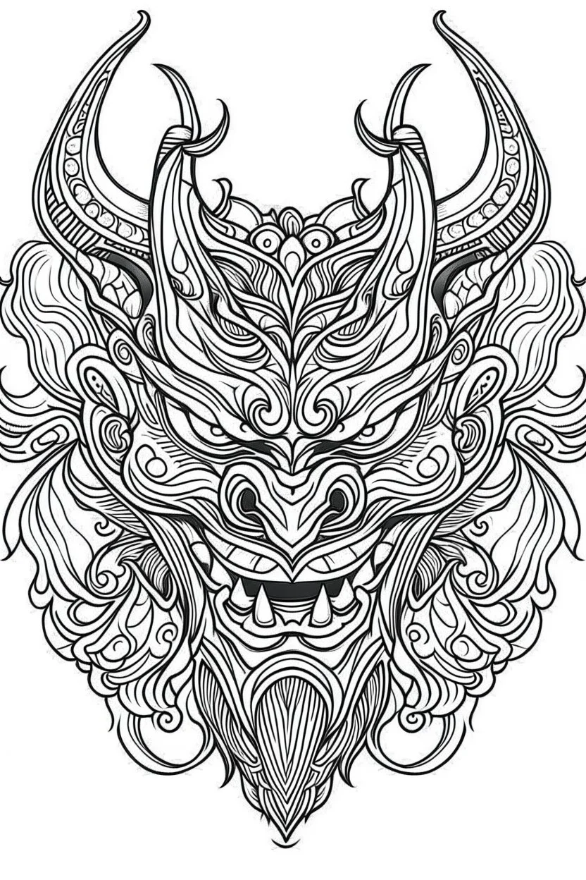 devil. Outline, sketch style, only use outline, mandala style, clean line art, white background, no shadows, no clear wall, coloring page.