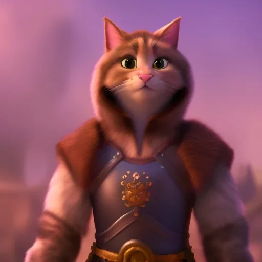 Cat warrior, medieval armor, ready for battle, Pixar, Disney, majestic, full body, proud --v 4