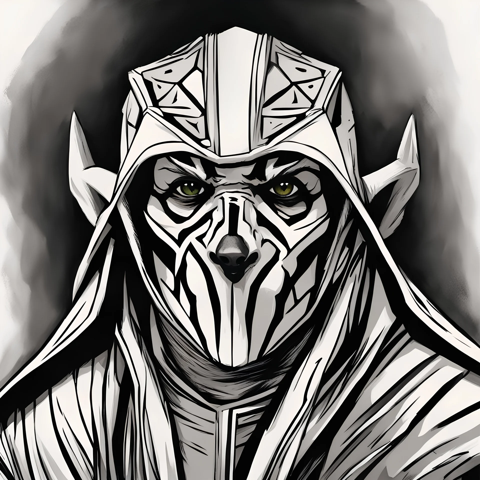 Portrait of a badger sith with maul facepaint