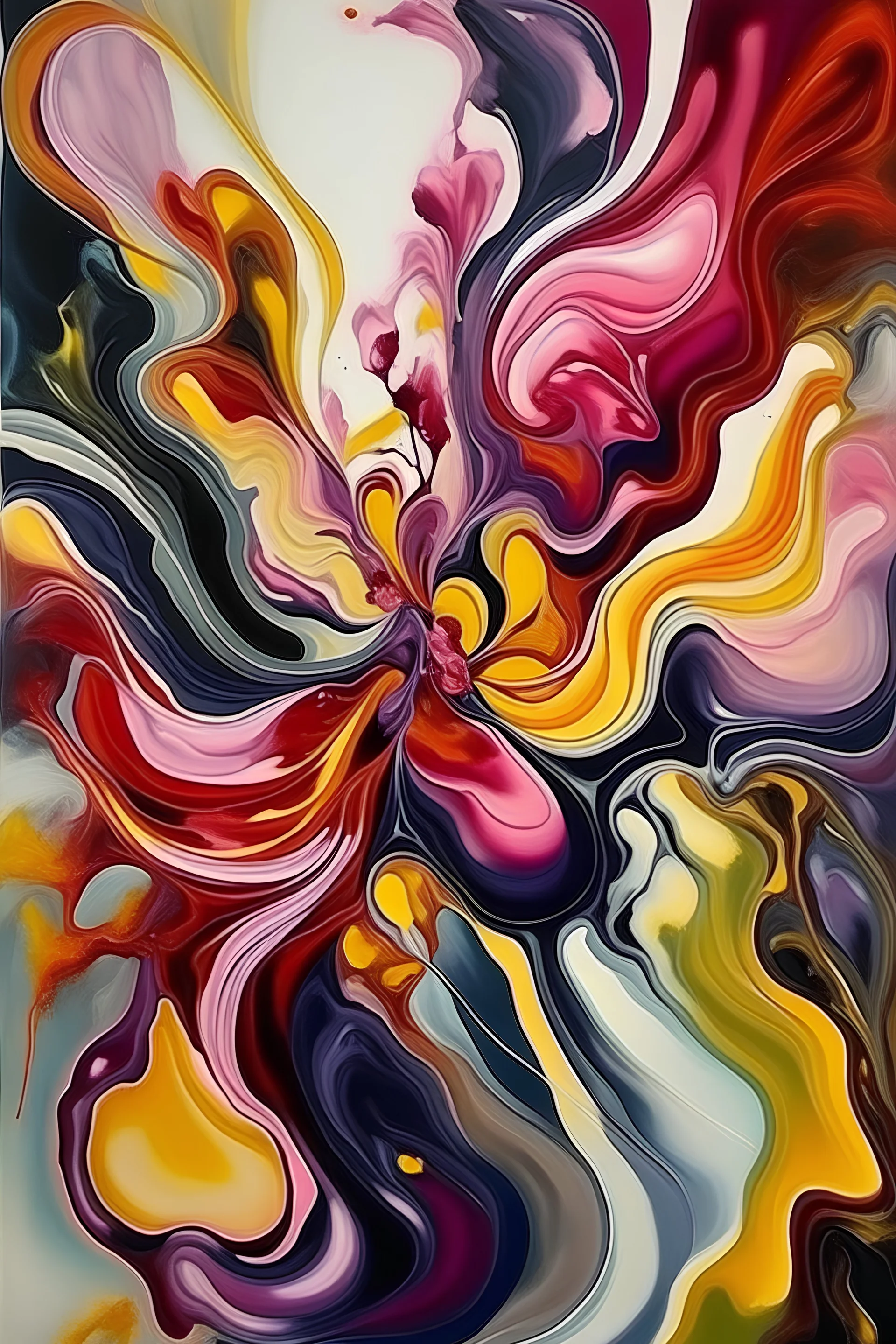 Fluid abstract painting, Orchid, liquid pattern