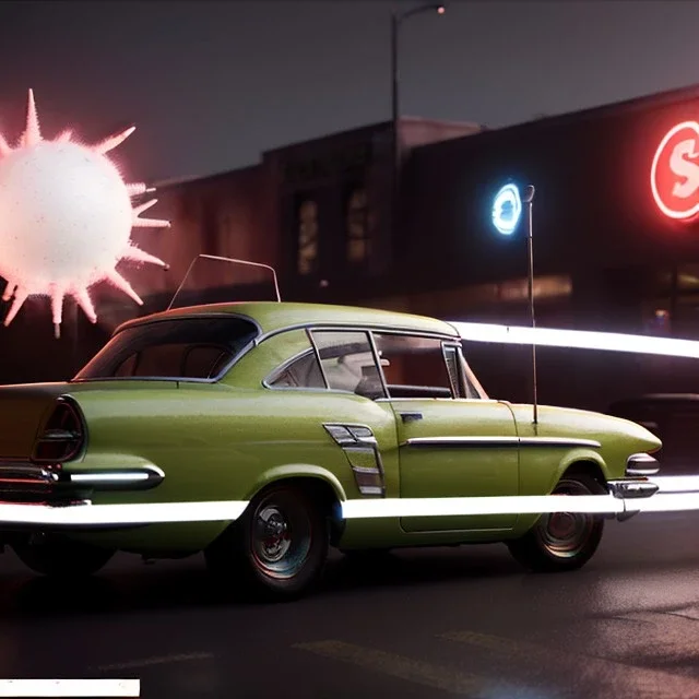 Ultra Realistic retro sci-fi, explosion Supermarket parking scene, 1960 year, many people running. blonde woman, sweet scarlet Johansson face, perfect iris, glow eyes, face makeup, tight latex coat; many panic people, Retro sci-fi style, soft color, highly detailed, unreal engine 5, ray tracing, RTX, lumen lighting, ultra detail, volumetric lighting, 3d, finely drawn, high definition, high resolution.