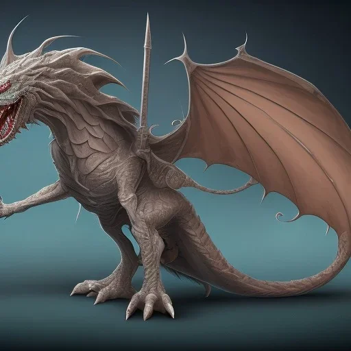 This wyrm has a 2-pointed spiked crest. Its neck is medium length; Its snout is vertically flat, very wide, very long, sharp tipped, and it has an overbite. Its teeth are bent outwards. It has rounded claws, a mane, and smooth scales. Its tail is short and very wide. Its breath weapon is ice.