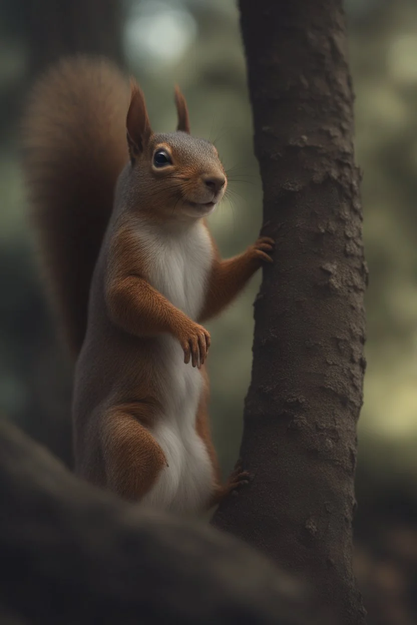 portrait of squirrel elf in castle tree, bokeh like f/0.8, tilt-shift lens 8k, high detail, smooth render, down-light, unreal engine, prize winning