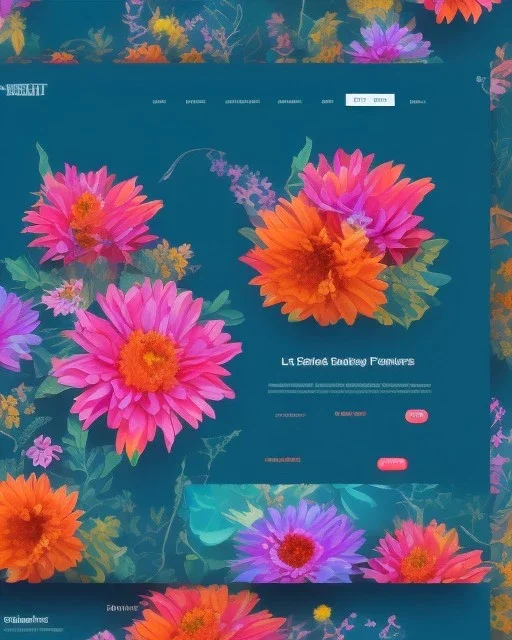 flowers delivery website landing page design with a burst of colors and illustrations, hyperrealism, and hyper details, sharp background, --a:2