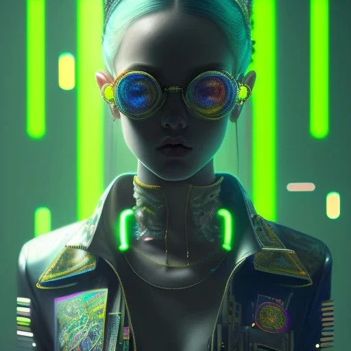 detailed portrait Young Rebel Girl cyberpunk futuristic ((neon)) tattoes, yakuza, styled hair Reflective puffy sheen film jacket, decorated traditional ornaments by ismail inceoglu dragan bibin hans thoma greg rutkowski Alexandros Pyromallis Nekro James Jean illustrated Perfect face, fine details, realistic shaded, fine-face, pretty face