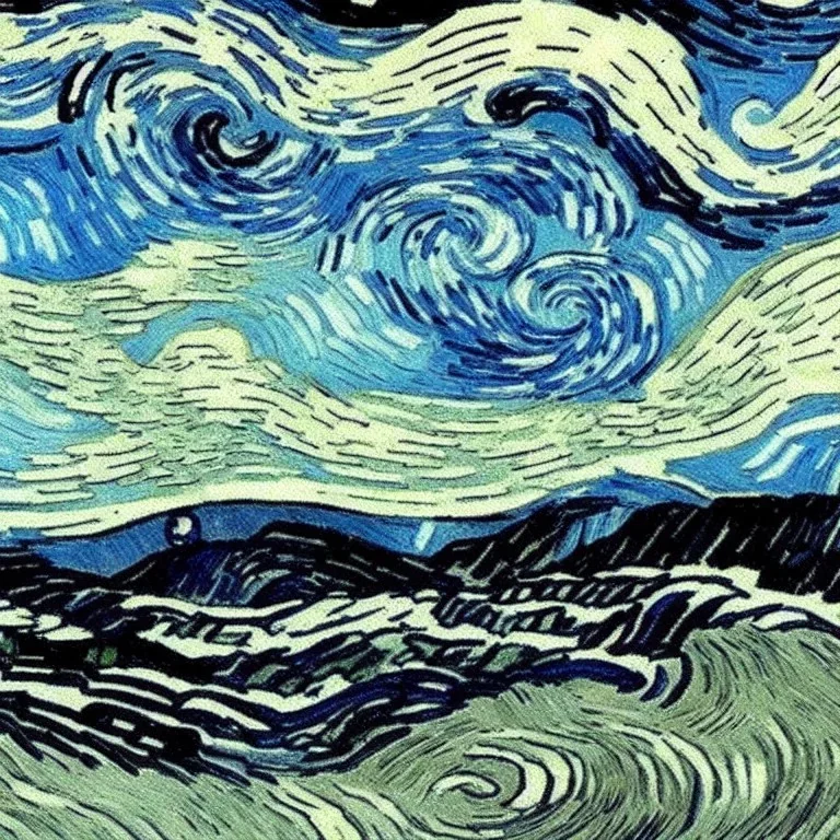 Death is just another path. One that we all must take. The grey rain-curtain of this world rolls back, and all turns to silver glass. And then you see it. White shores. In the style of Transistor, night sky by van Gogh