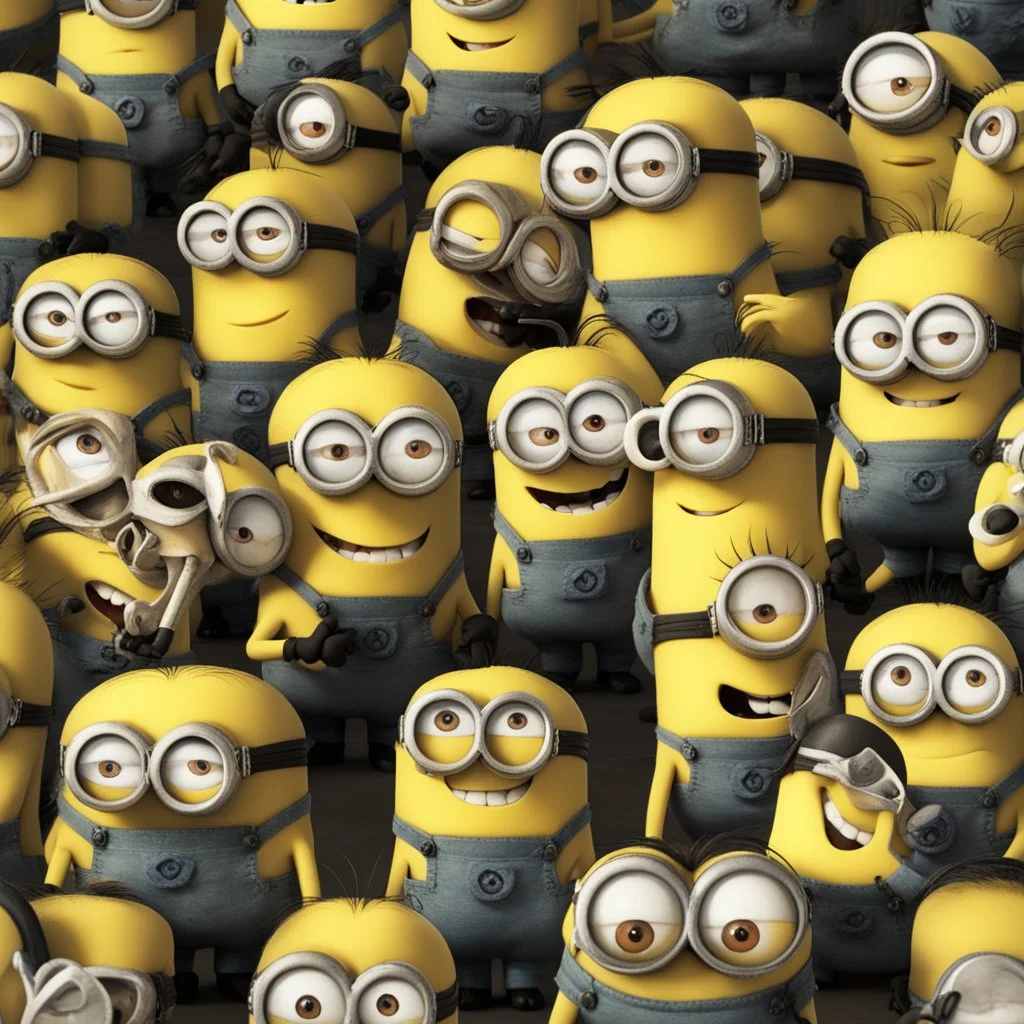 Minions from despicable me in the theme of demonology