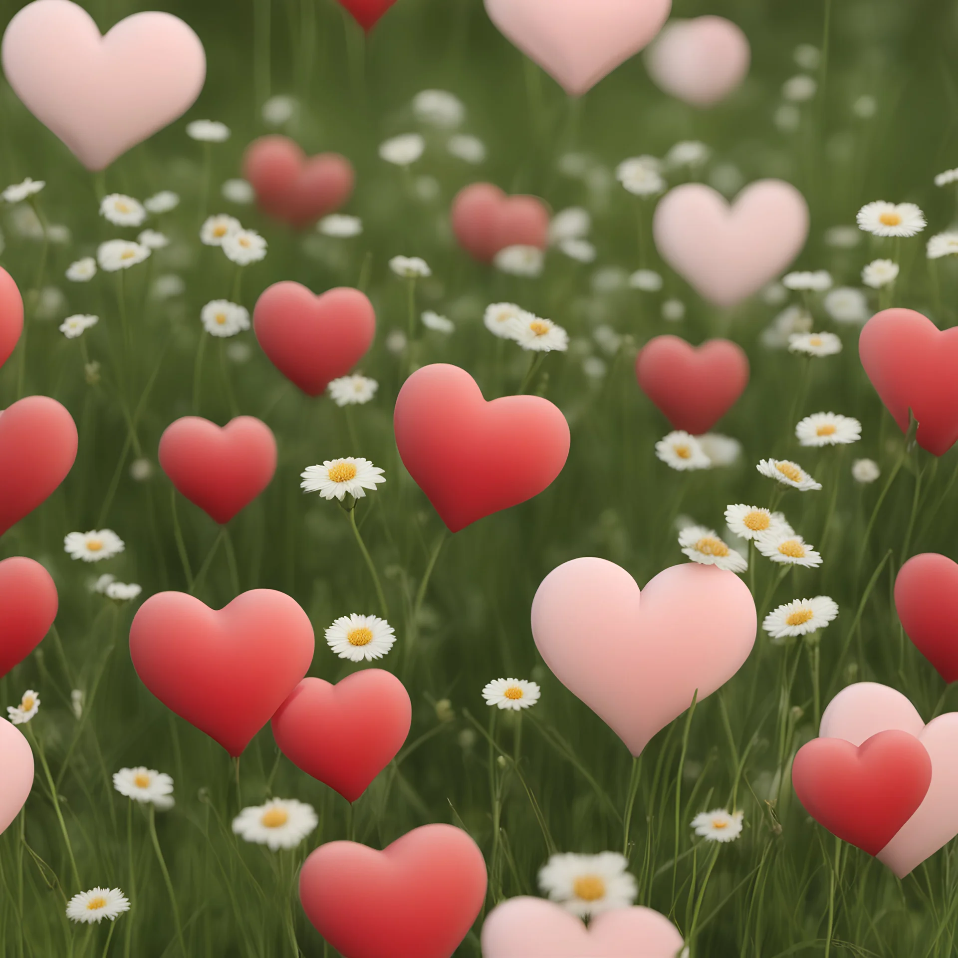 cute little soft heart in a meadow, realistic