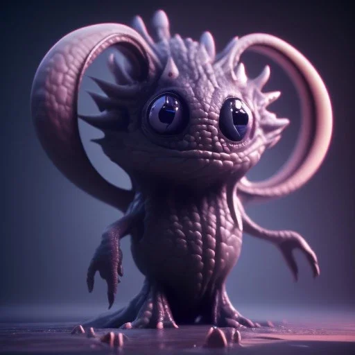 Cute fluid ink creature, big black eyes, unreal engine 5, 8k resolution, photorealistic, ultra detailed