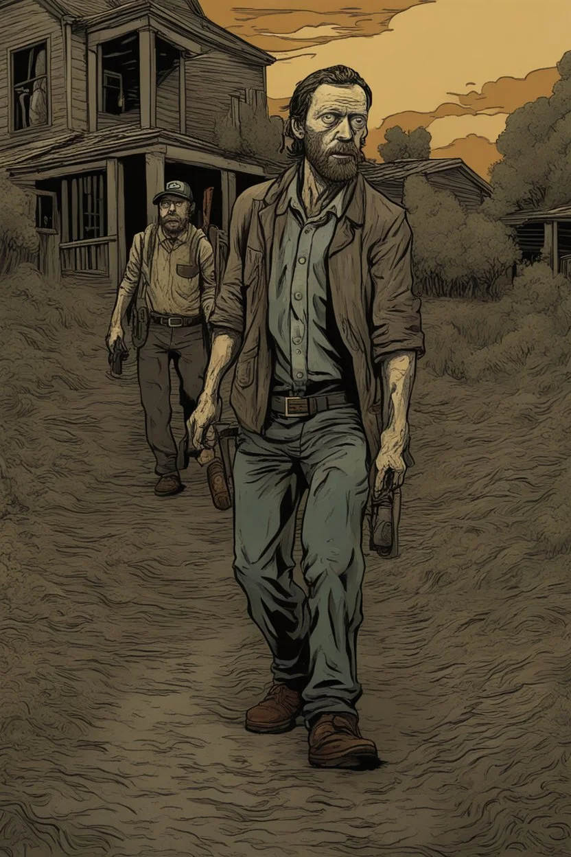 The Walking Dead Universe in the style of Van Gough