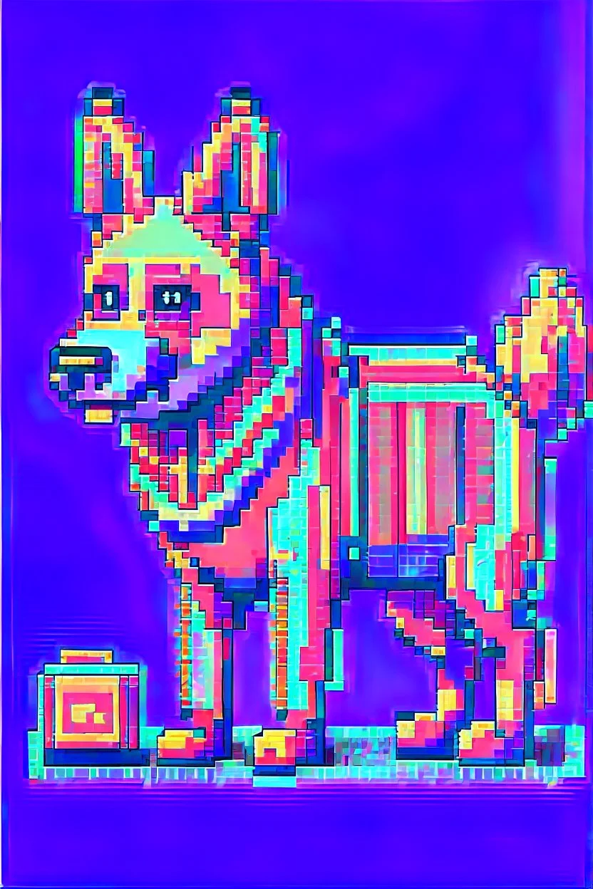 dog pixel art futuristic