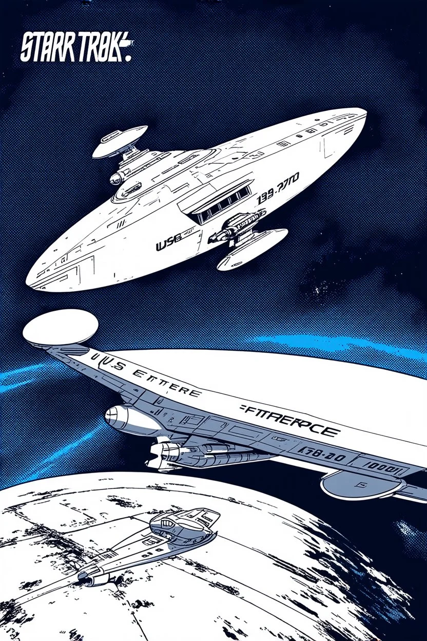 the uss enterprise 1701 from star trek drwwn by warhol