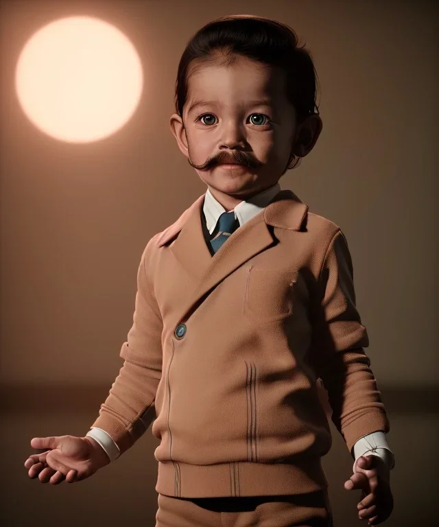 Salvador Dali toddler, full body, dramatic lighting, hyper realistic