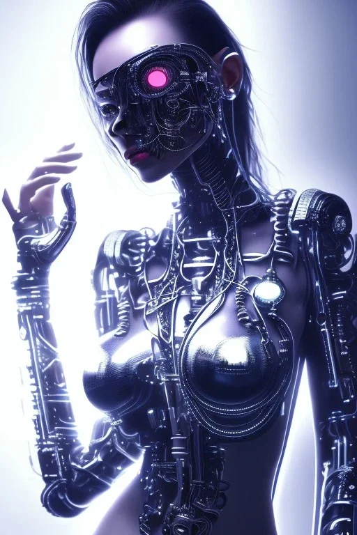 cyberpunk, black latex body, women, body portrai, big boobs, highlight eyes perfect, skin, tron, cyborg, perfekt sexy, real, dream, hr giger