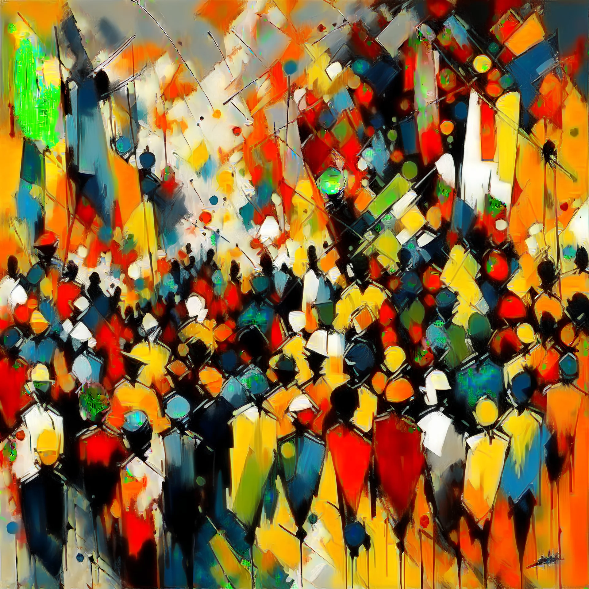 Abstract painting a crowd traffic