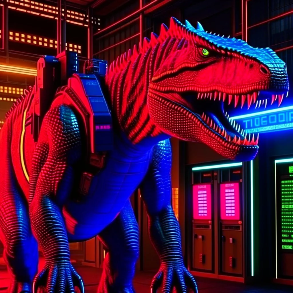 T-Rex cyberpunk 3D