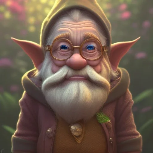 portrait disney, epic old gnome Dopey,pixar style wildflowers background, intricate, masterpiece, expert, insanely detailed, 4k resolution, cute big circular reflective eyes, cinematic smooth, intricate detail , soft smooth lighting, soft pastel colors, painted Rena