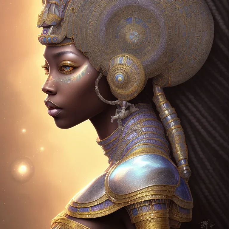 sango fantasy, fantasy magic, intricate, sharp focus, illustration, highly detailed, digital painting, concept art, matte, masterpiece head sexy African beauty black afro hair space lady silver tiger head Egyptian princess pyramid