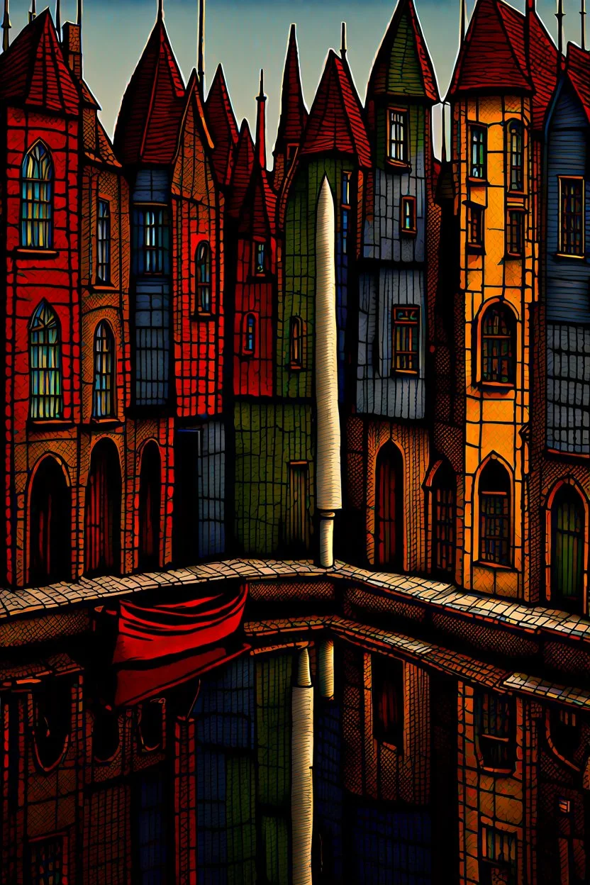 the style of Bernard Buffet Modifiers: extremely detailed intricate details beautiful fantastic view 4K 3D crisp quality Unreal Engine colourful Jacek Yerka acrylic art bernard buffet Started from image: