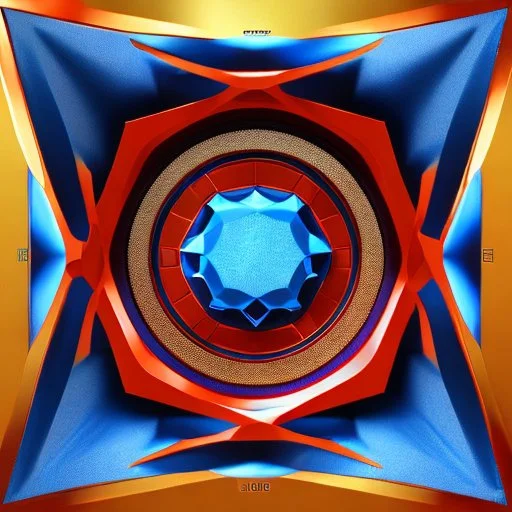 a blue metallic 4d cube inside a 4d red rotating cube in a four dimension environment