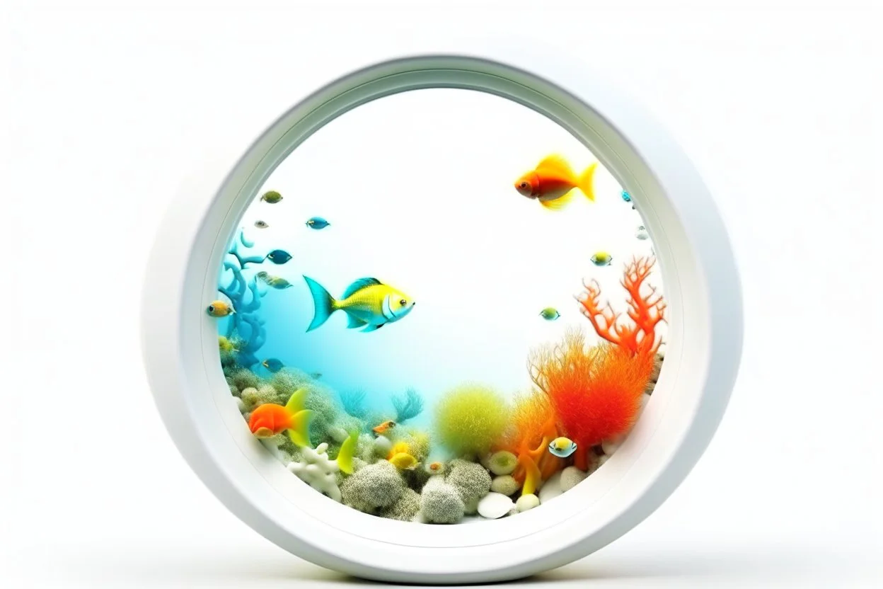 white,background,looking,through,a 3-d, hole,or,window,,a,seeing,tropical,fish