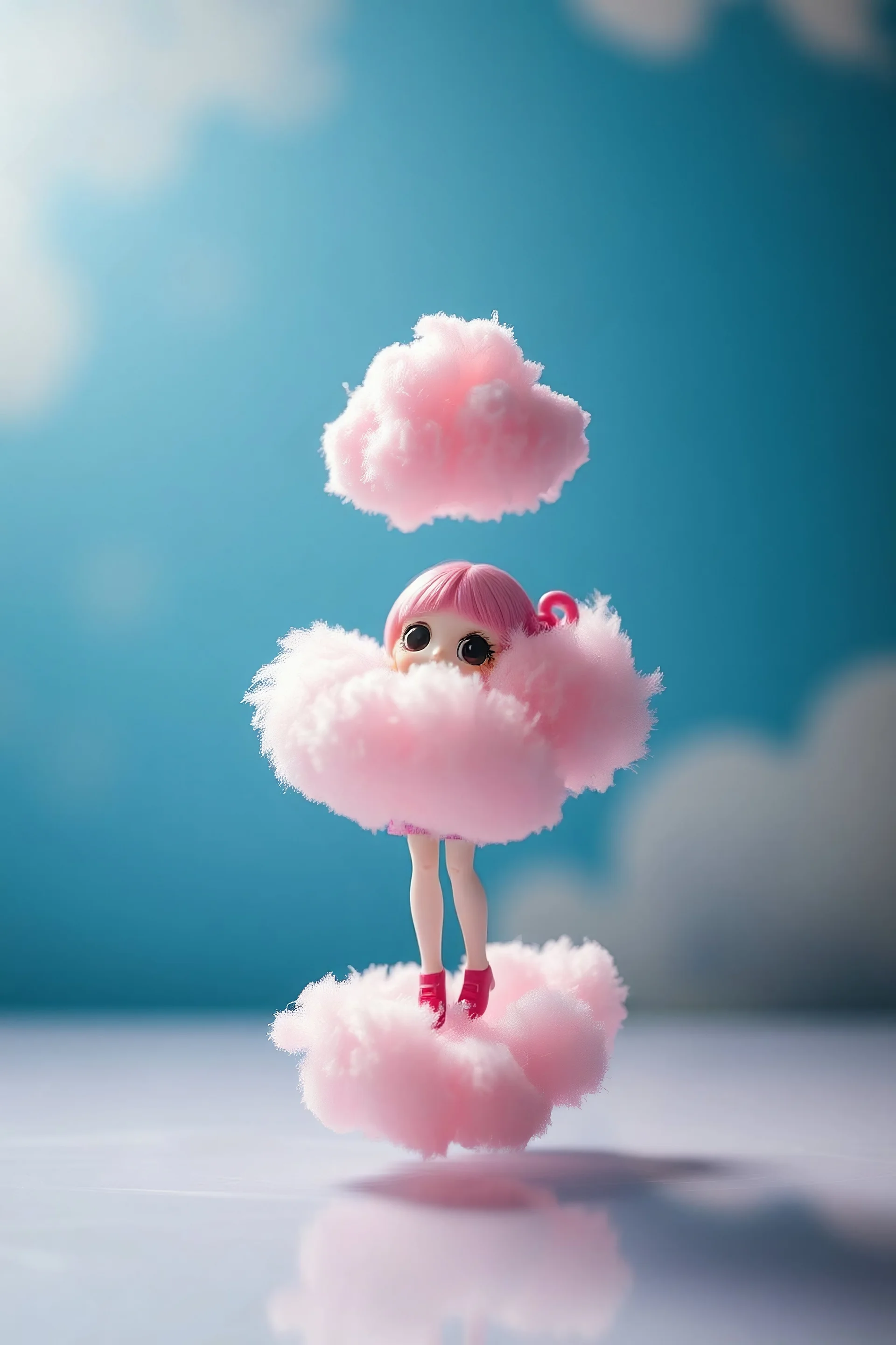 A plastic pink cloud floating in the blythe doll