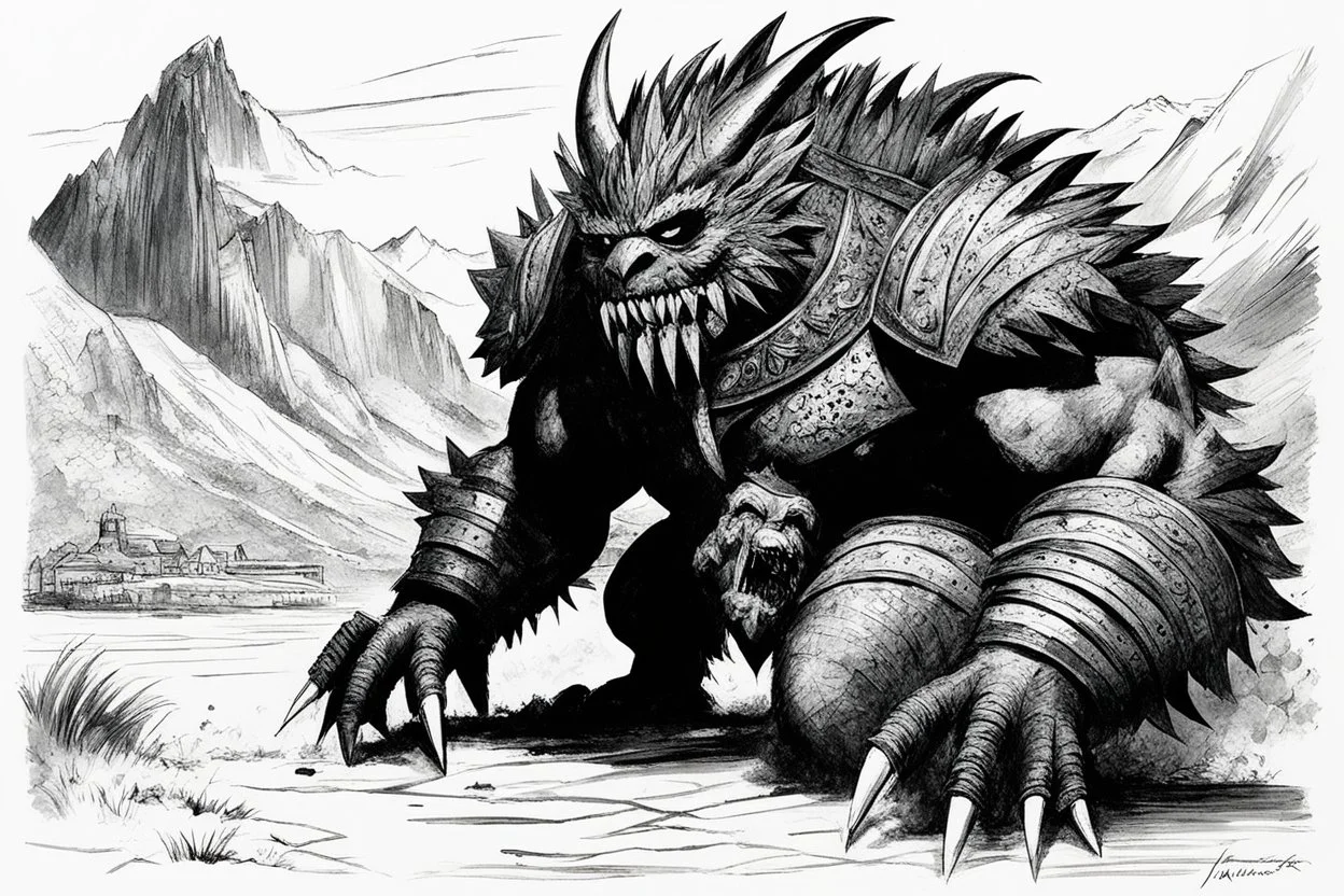 an illustration for the comic "Mil Mascaras is the Nilbog monster" by Jean-Paul Riopelle